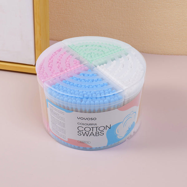 500pcs Four Compartments Combination Colourful Cotton Swabs