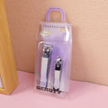 Nail Clipper 2pcs (Large Flat Mouth + Small Slanted Mouth) Purple
