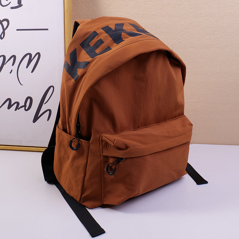 Minimalist Letter Print Brown Backpack