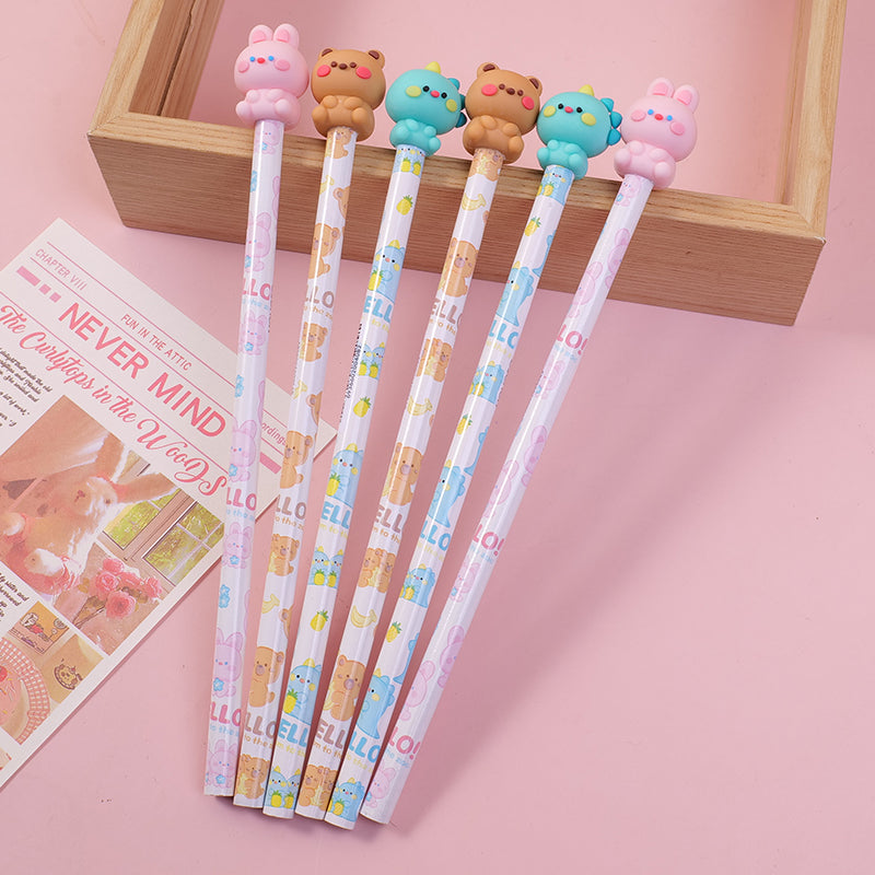 Cute animal 3D eraser HB pencil-5