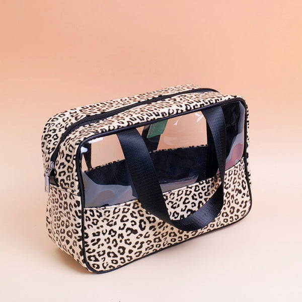 Leopard Print Portable Cosmetic Bag-Large