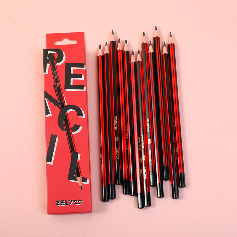 HB0712 Alphabet Series Boxed HB Pencils 12PCS - Red