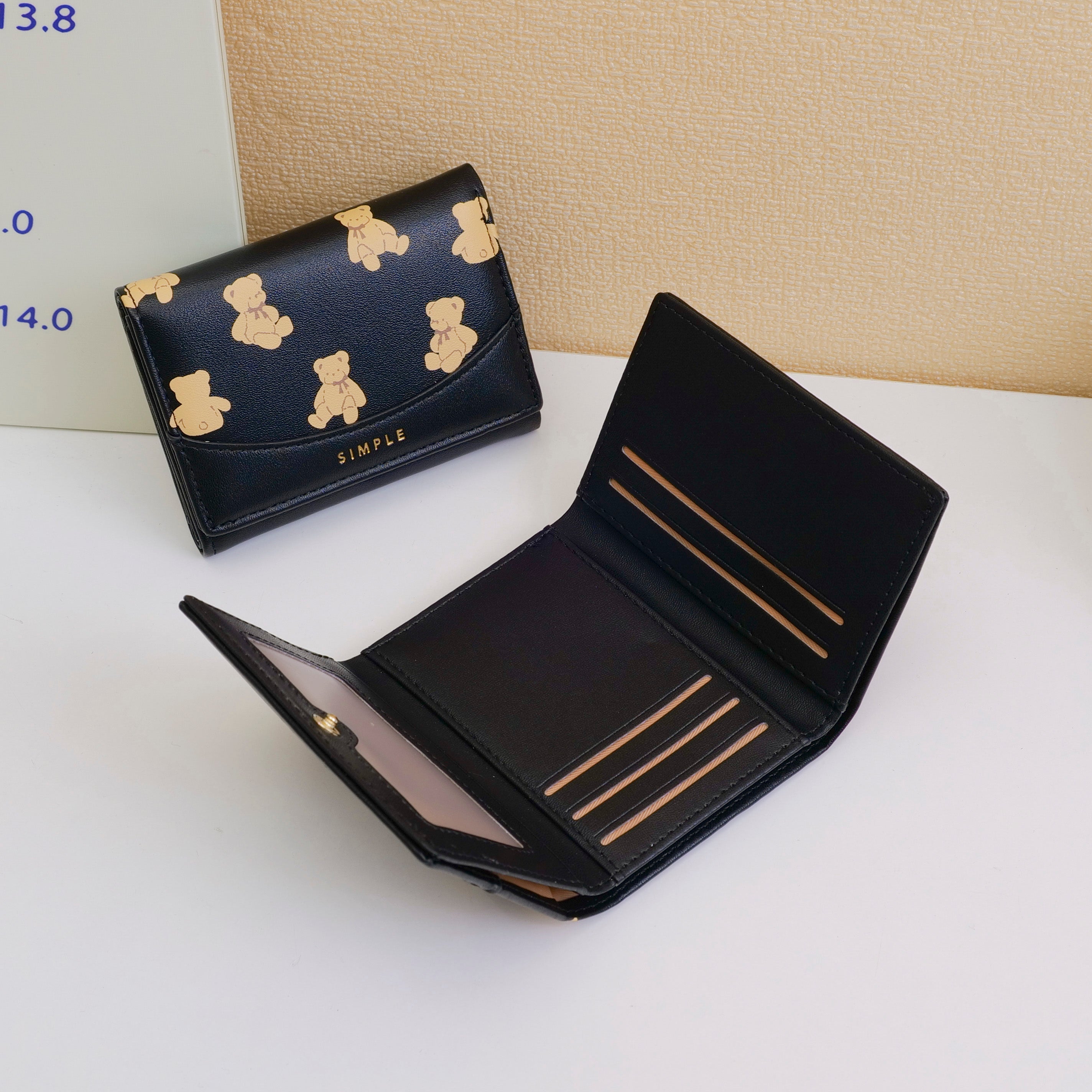 Cute Little Bear Women's Short Wallet - Black