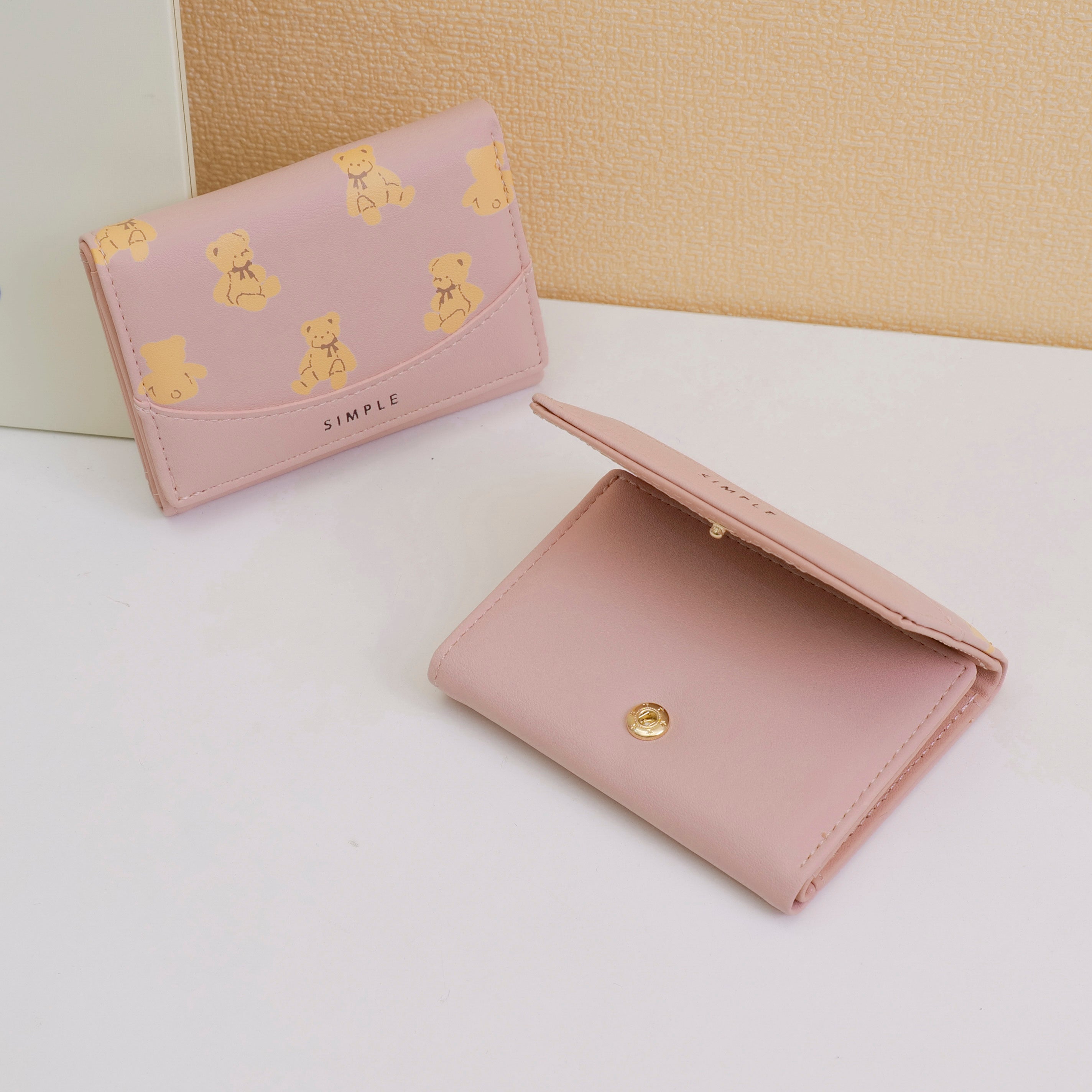 Cute Little Bear Women's Short Wallet - Pink