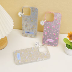 Glitter organza small floral phone case (for Apple 16 pro)max