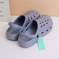 Simple solid color oval men's perforated shoes gray 43