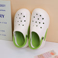 Versatile thick sole color blocked adult hollow out shoes beige and green 40-41