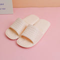 Solid color checkered women's flip-flops beige 38-39