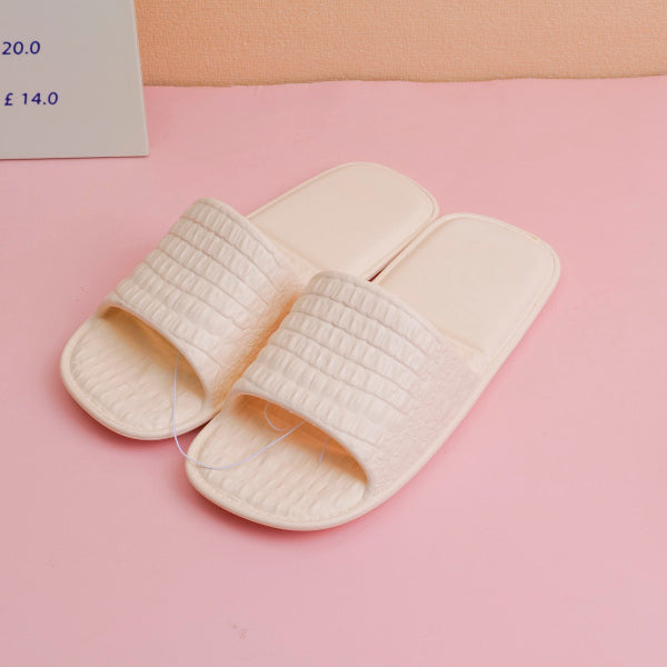 Solid color checkered women's flip-flops beige 38-39
