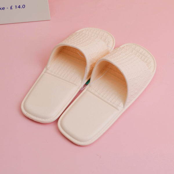 Solid color square women's flip-flops Beige 40-41