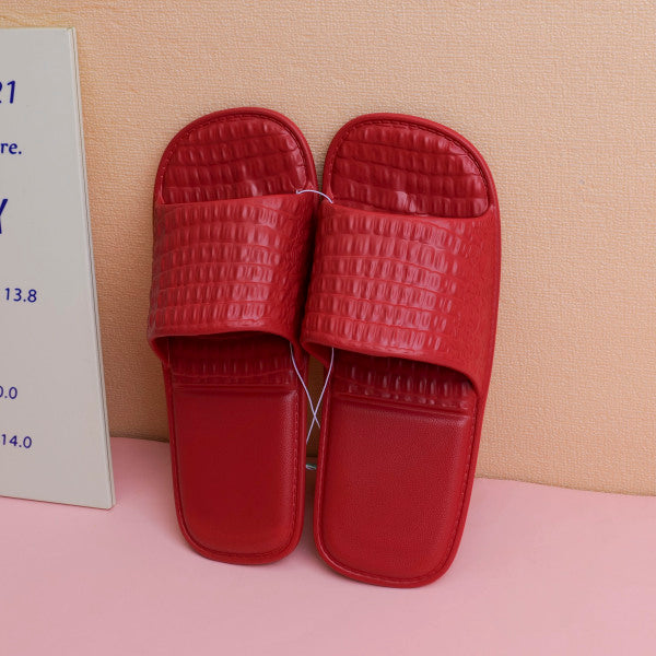 Solid color square women's flip-flops Red 38-39