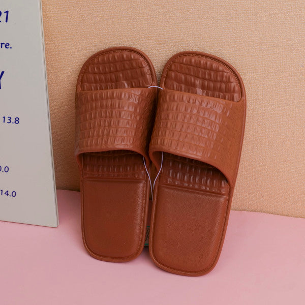 Solid color square women's flip-flops Brown 40-41