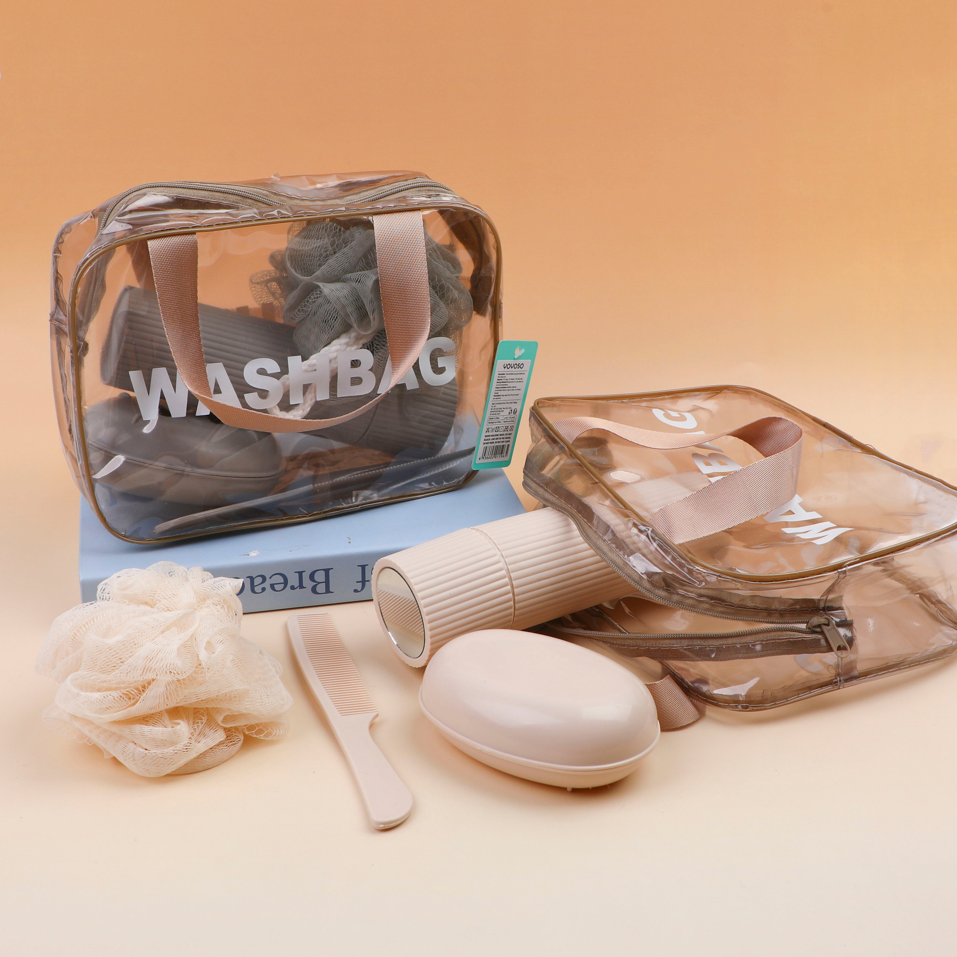 Double？Handles？Rose？Gold？Toiletry？Bag？Five-piece？Kit