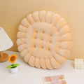 Crystal ultra soft simulated biscuit round cushion - Light coffee