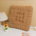 Beautiful velvet imitation biscuit square cushion - light coffee