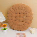 Beautiful velvet imitation biscuit round cushion - light coffee