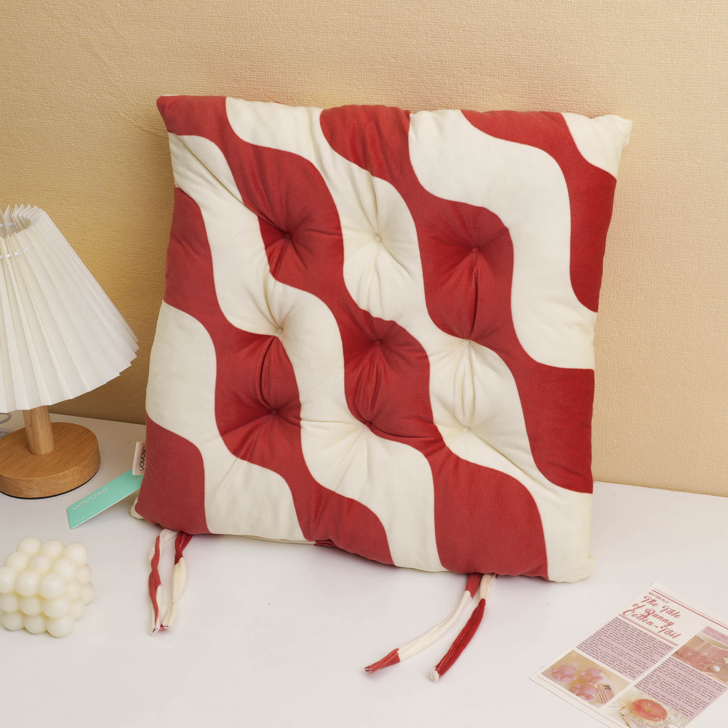 Milk velvet print wavy cushion - orange
