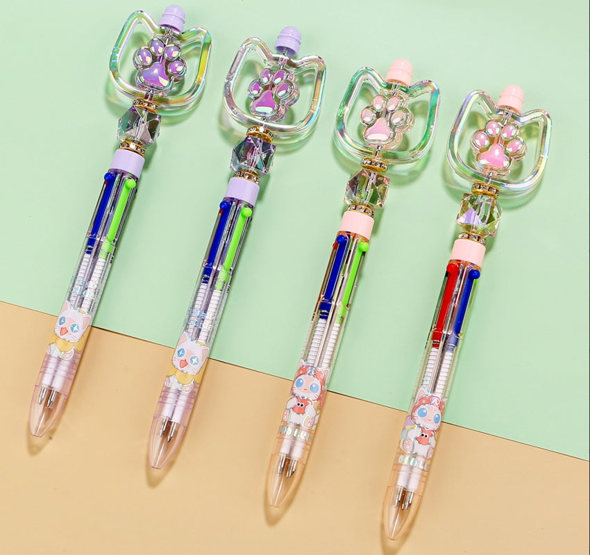 Crystal Rotating Cat Claw 6-Color Ballpoint Pen