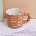 Simple pearl handle mug 350ml- brown