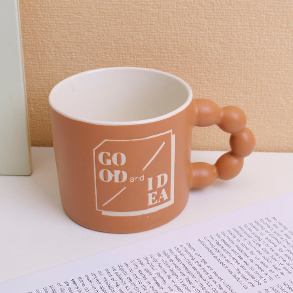 Simple pearl handle mug 350ml- brown