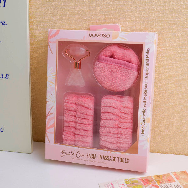 Roller Massager + Makeup Removal Pad + Wristband Set