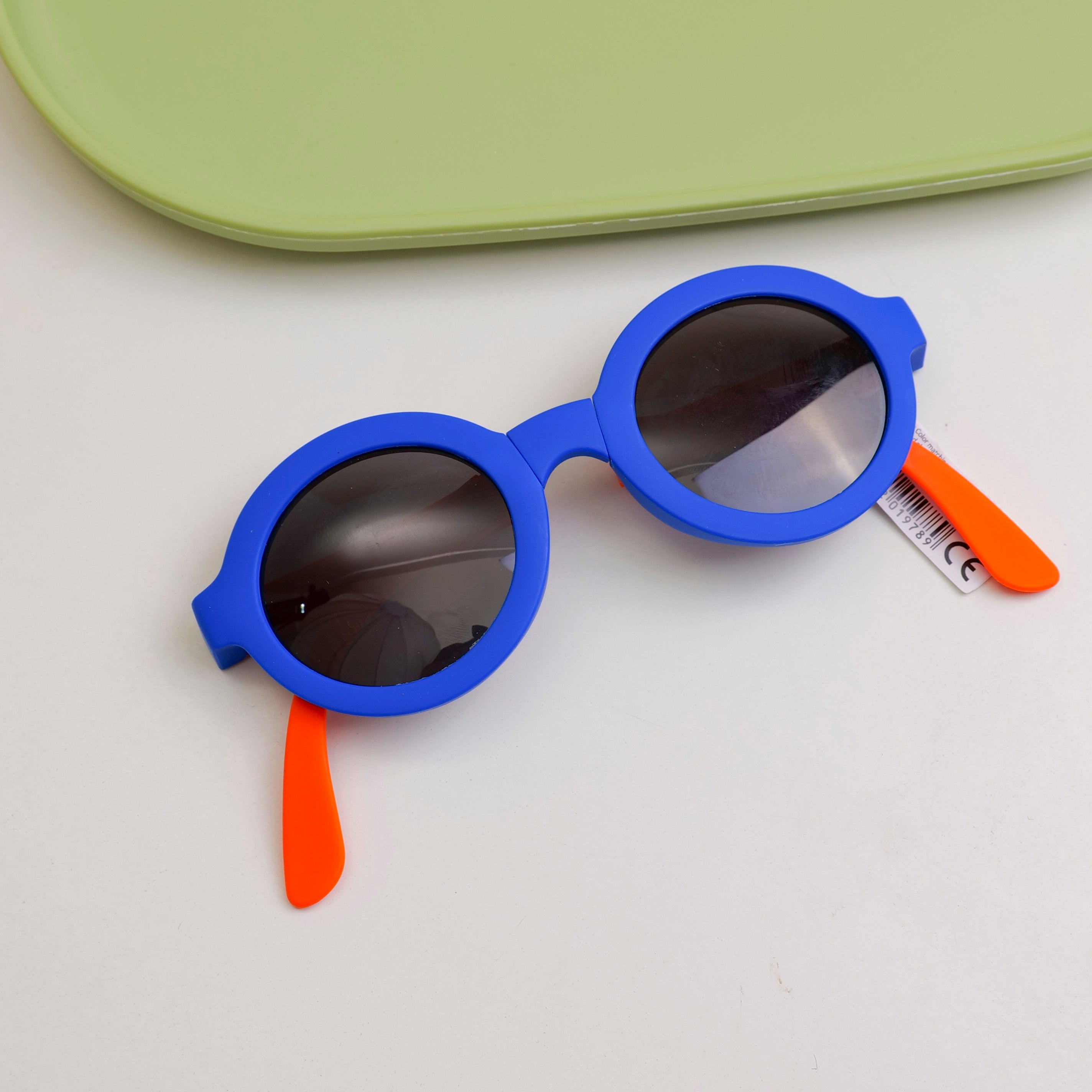 Color matching round polarized glasses for children - blue