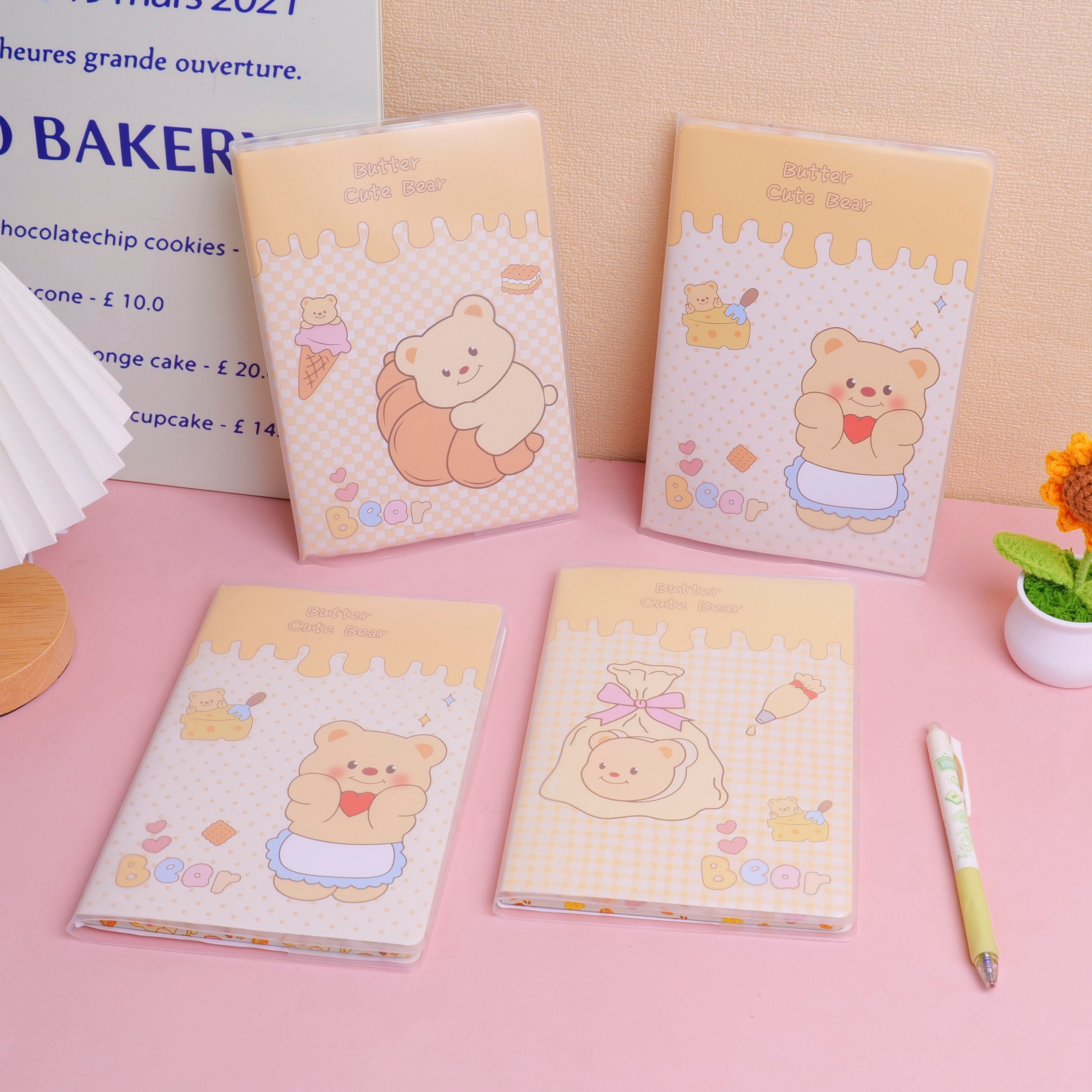 Small yellow bear rubber cover book A5-horizontal inner page 84PCS