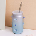 Transparent straw glass cup-450ml gray