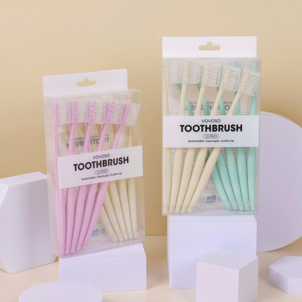 Macaron color fine bristle soft 10-pack toothbrushes