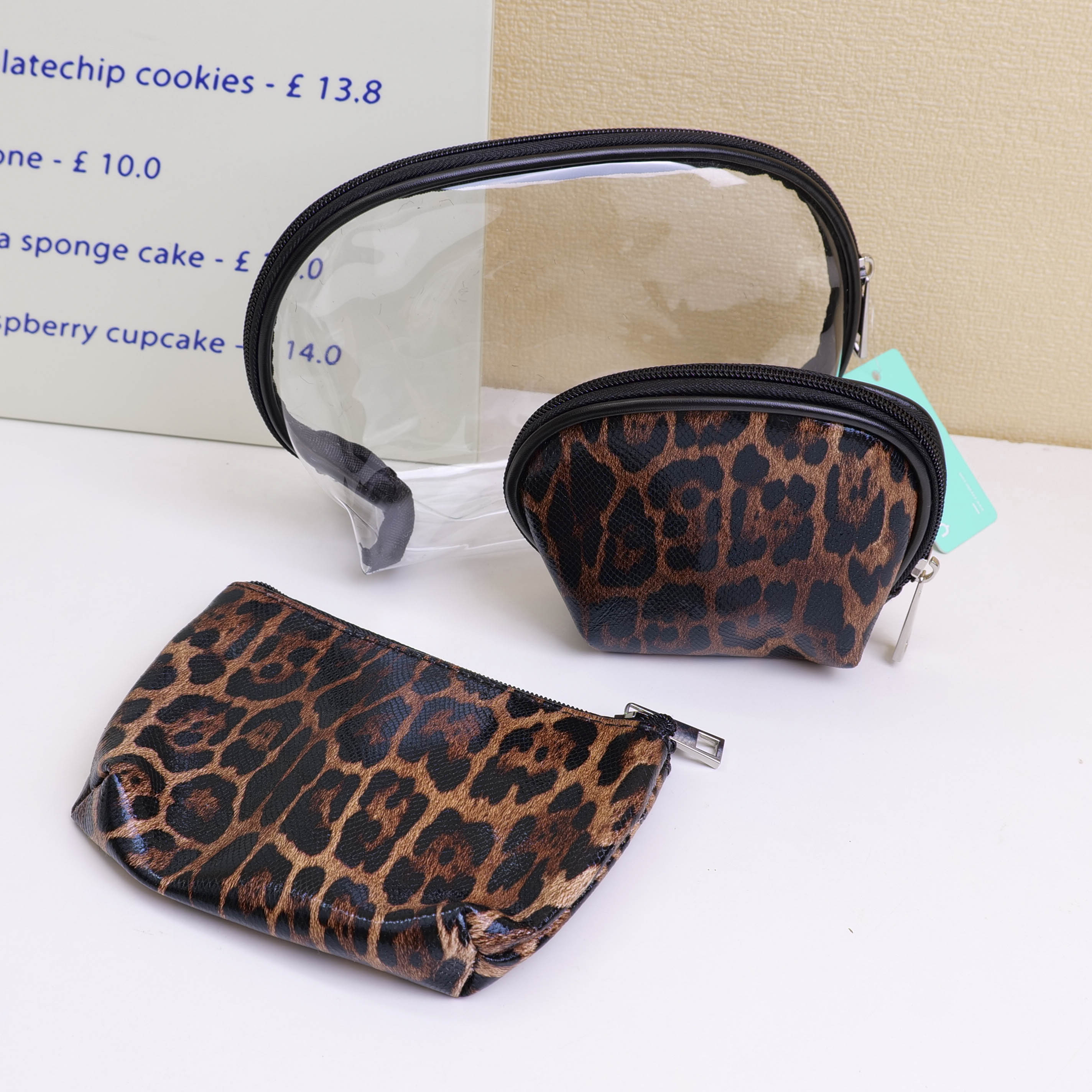 Leopard print 3-in-1 makeup bag