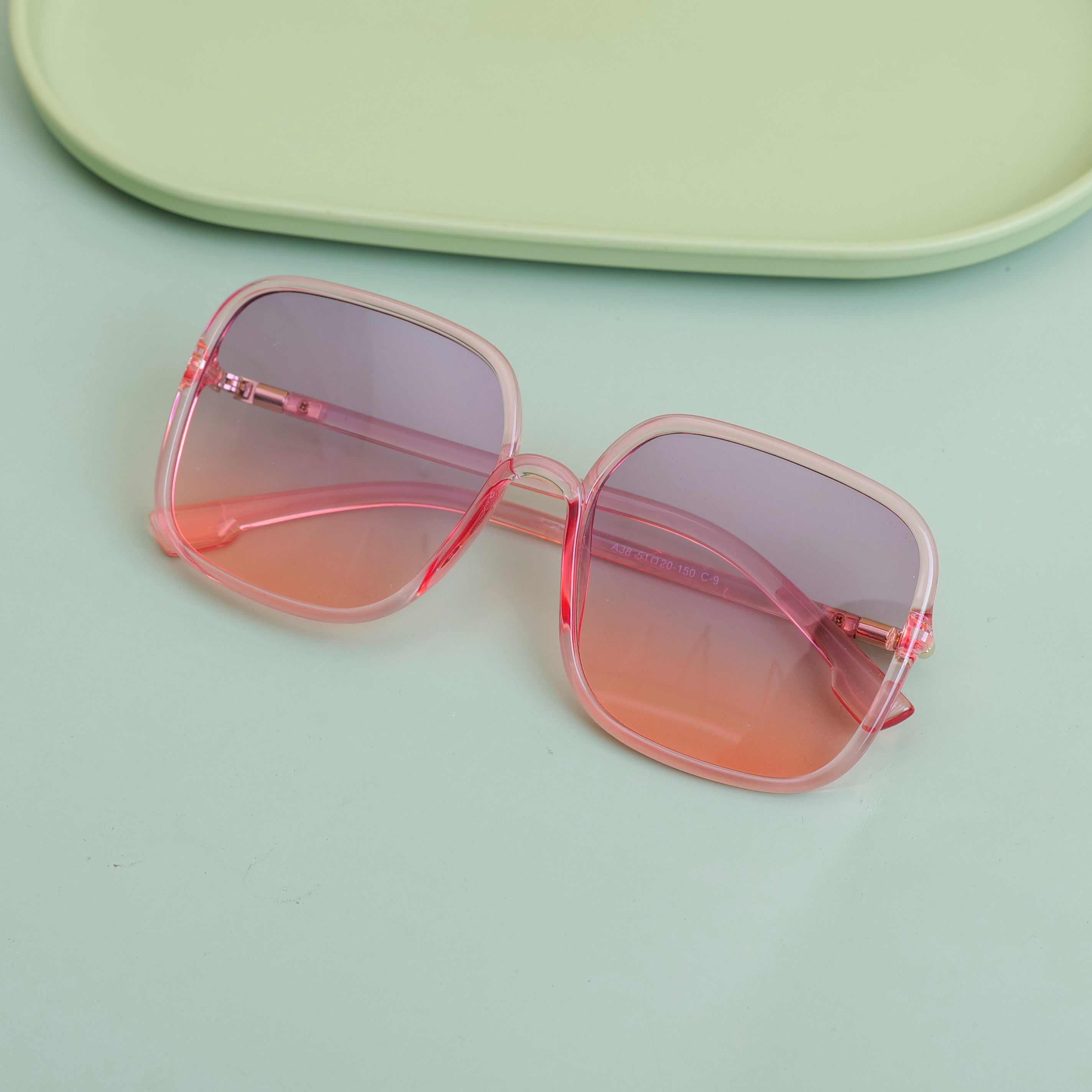 Large Square Frame Women's Sunglasses - Gradient Orange