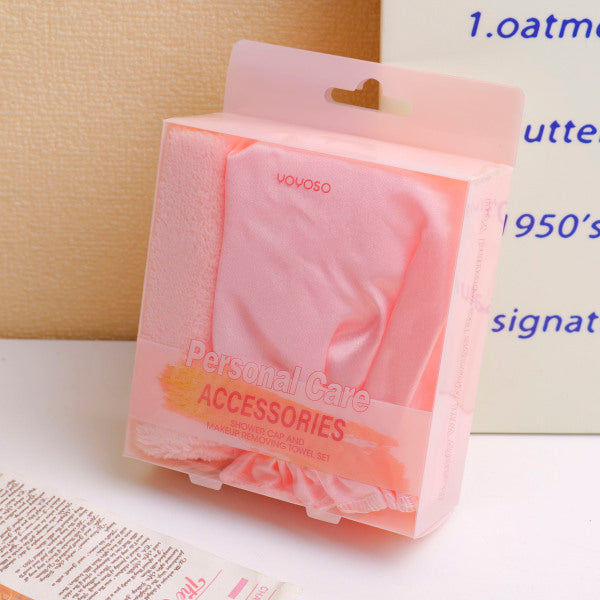 Shower Cap and Makeup Removing Towel Set