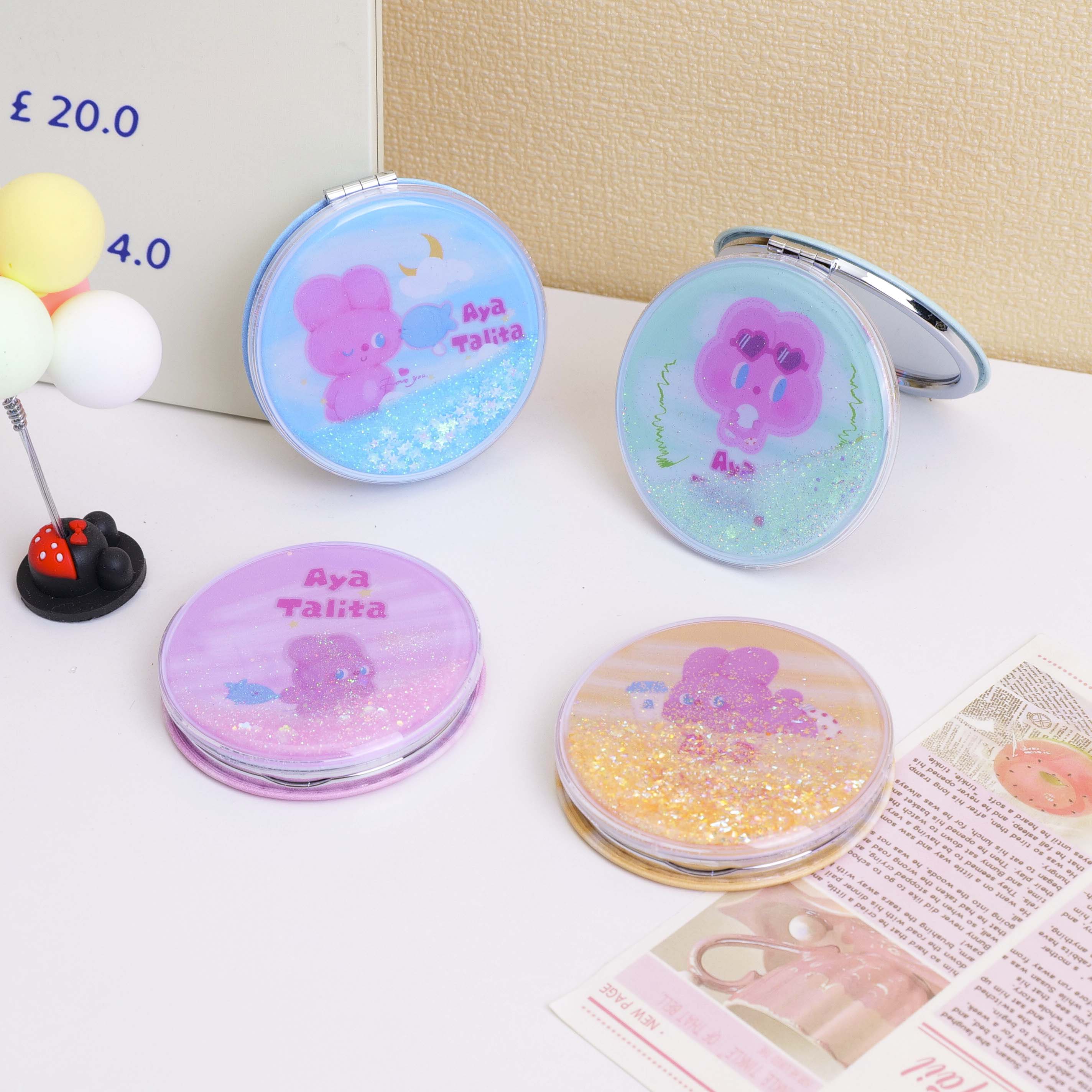 Rabbit YOYO series - Round quicksand fashion mirror