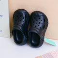 Thick-soled solid color children's holey shoes black 24-25