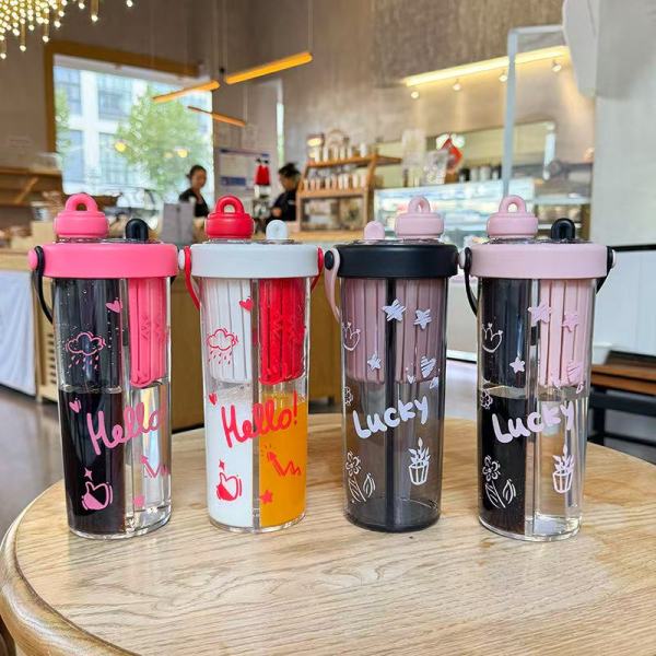 Love Dual-Compartment Plastic Cup-800ml