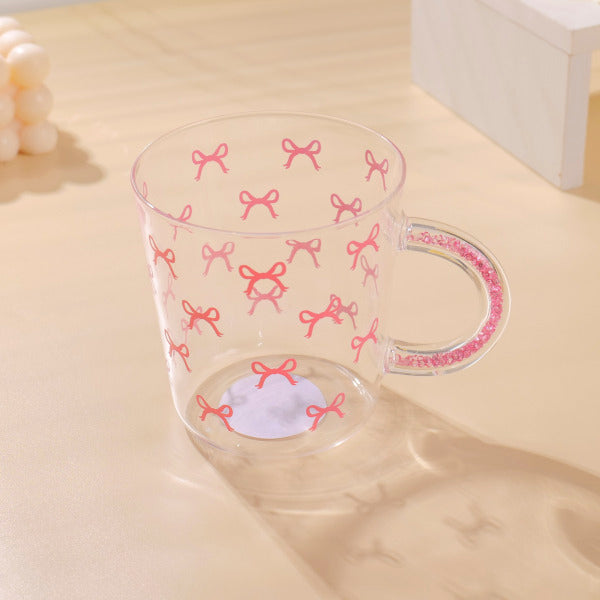 Pink Bowknot Handle Cup with Rhinestones 500ml