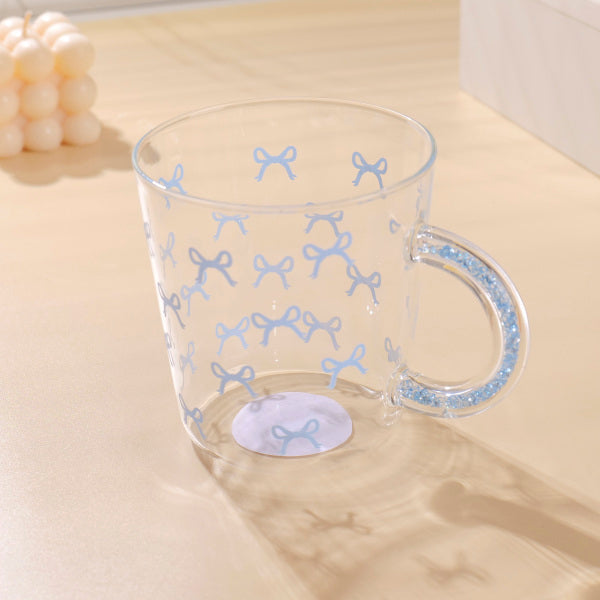 HS-BLB6001 Blue Bowknot Handle Cup with Rhinestones 500ml