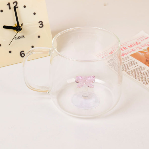 Creative Internal Bowknot Glass with Handle - 475ml
