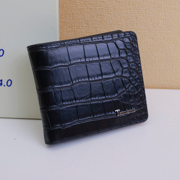 Snakeskin Men's Short Wallet - Black