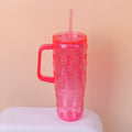 Bowknot Double-Layer PS Plastic Cup with Handle880ml