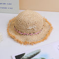 Pink Flower Children's Straw Hat - Khaki
