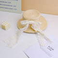 Big Bowknot Ribbon Children's Straw Hat - Beige