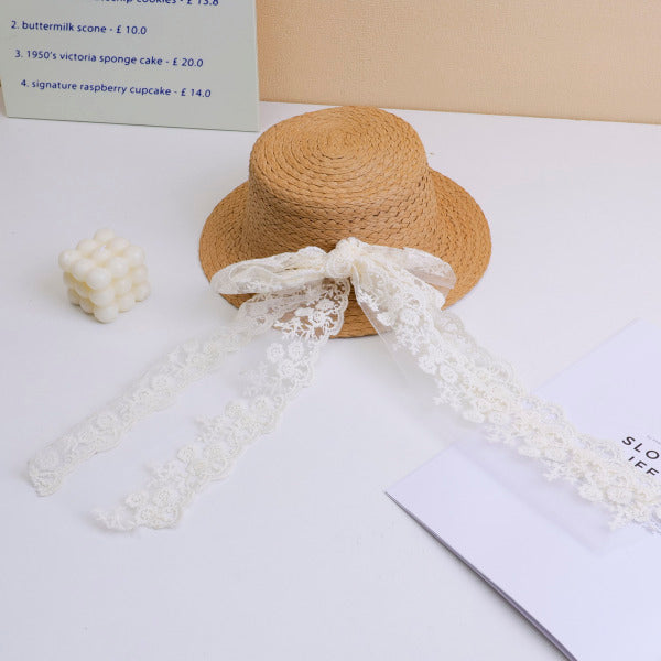 Big Bowknot Ribbon Children's Straw Hat - Khaki