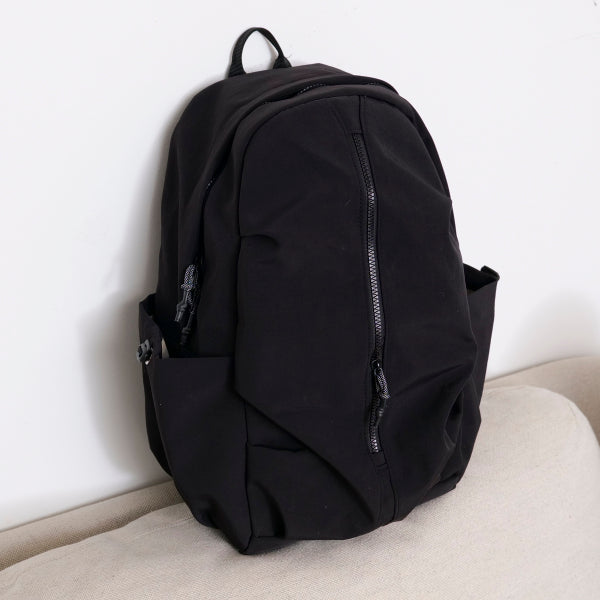 Versatile Pleated Sports Backpack-Black