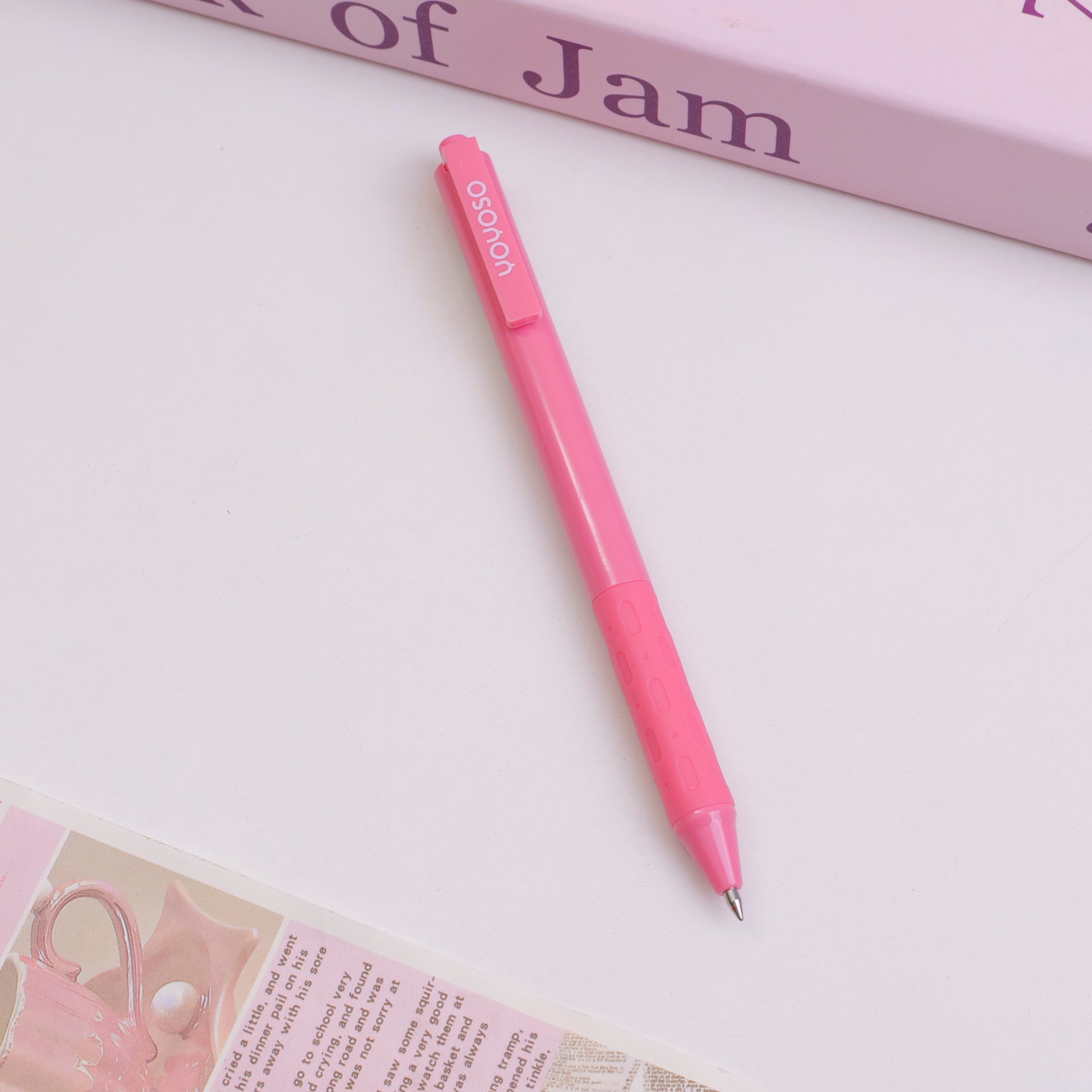 Pink grip solid color smooth neutral pen - blue core 0.5mm