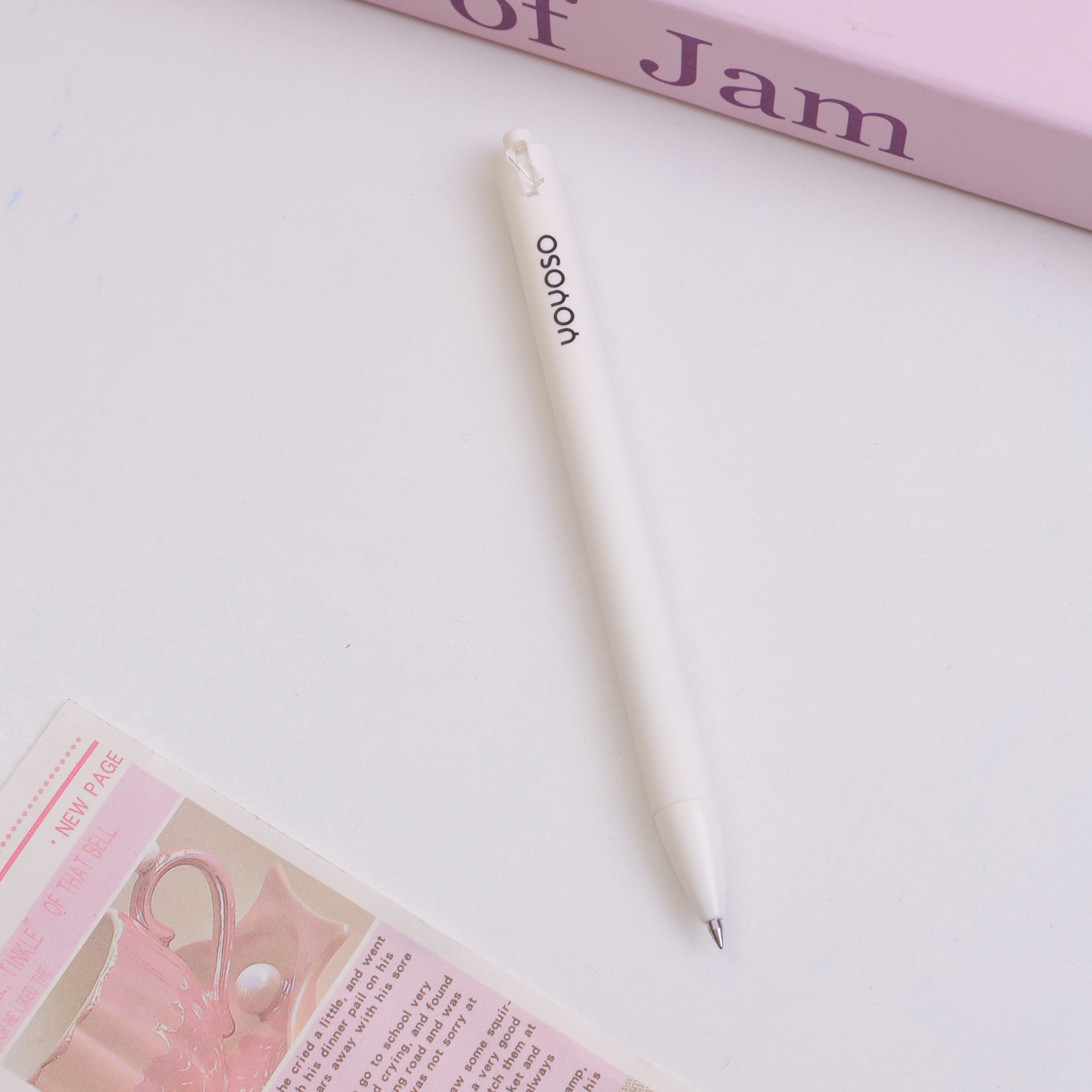 White frosting minimalist neutral pen - blue core 0.5mm