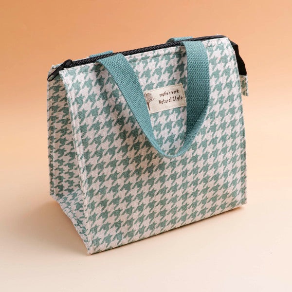 Checkered Series Square Lunch Bag - Green