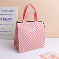 Checkered Series Square Lunch Bag - Pink