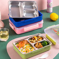 Transparent lid stainless steel three grids lunch plate 900ml