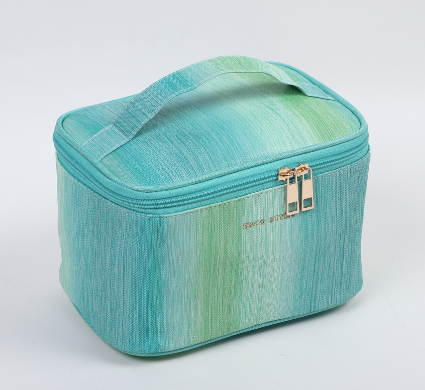 Gradient-colored Round Barrel-shaped Makeup Bag